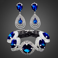 Austrian Crystal Drop Bracelet & Earrings Set