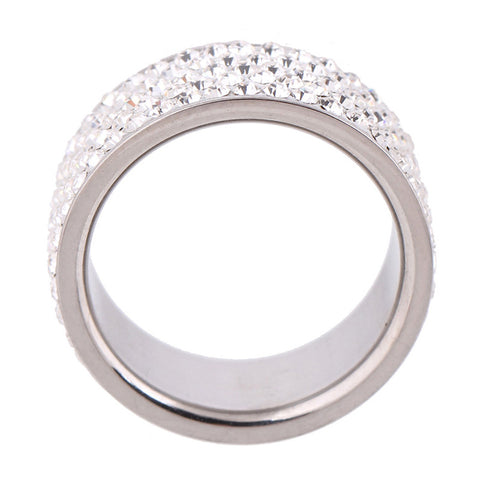 Crystal Lined Stainless Steel Ring - Glam Up Accessories