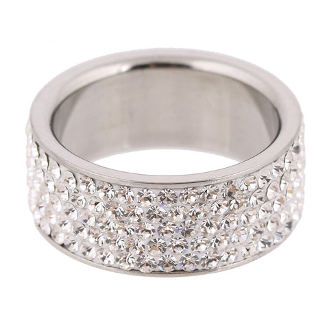 Crystal Lined Stainless Steel Ring - Glam Up Accessories