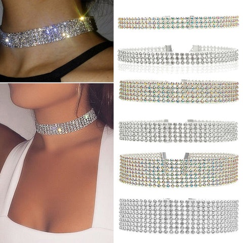 Crystal Rhinestone Choker Necklace - Glam Up Accessories