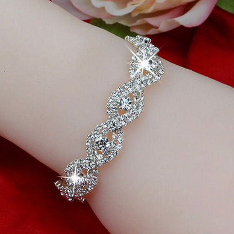 Elegant Silver Rhinestone Crystal Bracelet - Glam Up Accessories