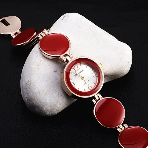 Wafer Design Round Dial Quartz Bracelet Watch - Glam Up Accessories