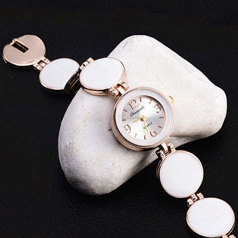 Wafer Design Round Dial Quartz Bracelet Watch - Glam Up Accessories