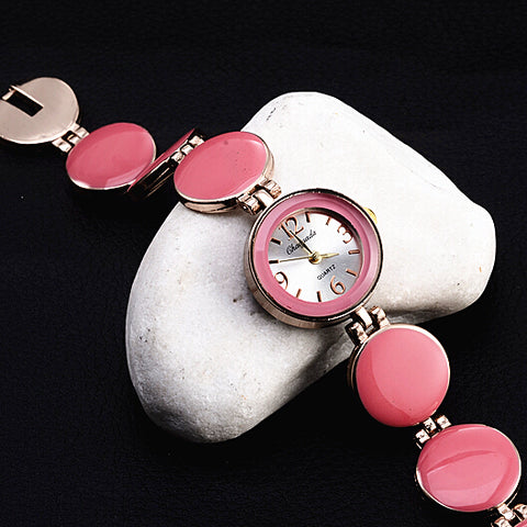 Wafer Design Round Dial Quartz Bracelet Watch - Glam Up Accessories