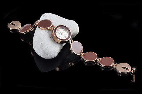 Wafer Design Round Dial Quartz Bracelet Watch - Glam Up Accessories