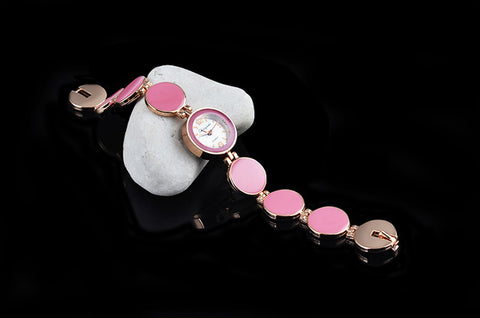 Wafer Design Round Dial Quartz Bracelet Watch - Glam Up Accessories