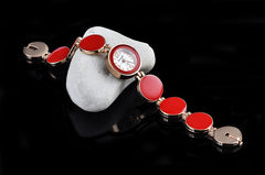Wafer Design Round Dial Quartz Bracelet Watch