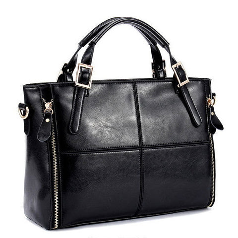 Stylish Patchwork Split Leather Shoulder Bag - Glam Up Accessories