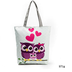 Large Owl Printed Tote Bag