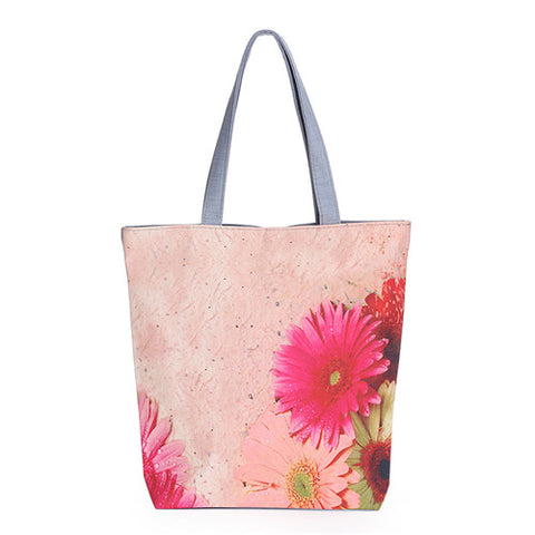 Large Floral Printed Canvas Tote Bag - Glam Up Accessories