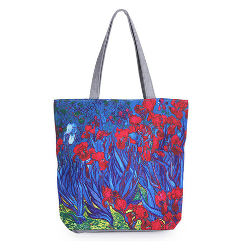 Large Floral Printed Canvas Tote Bag - Glam Up Accessories