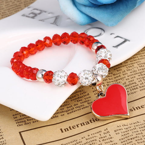Vintage Heart Pendant Beaded Bracelet - Glam Up Accessories