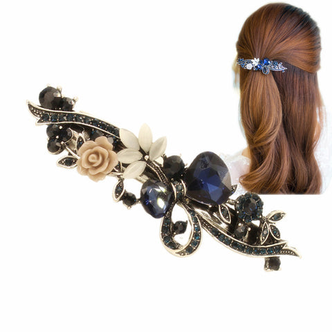 Luxury Crystal Resin Flower Hair Barrette Clip - Glam Up Accessories