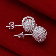 Silver Web Cuff Stud Earrings