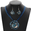 Image of Geometric Crystal Pendant Necklace Drop & Earrings - Glam Up Accessories