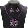 Image of Geometric Crystal Pendant Necklace Drop & Earrings - Glam Up Accessories
