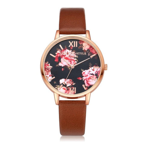 Stylish Floral Design Quartz Wrist Watch - Glam Up Accessories