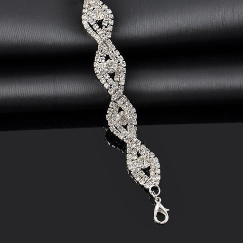 Elegant Silver Rhinestone Crystal Bracelet - Glam Up Accessories