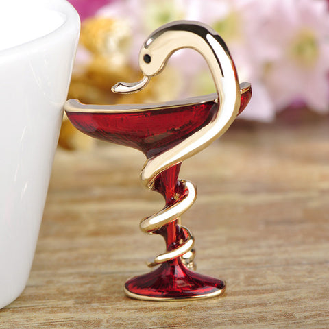 Snake & Cup Enamel Brooch - Glam Up Accessories