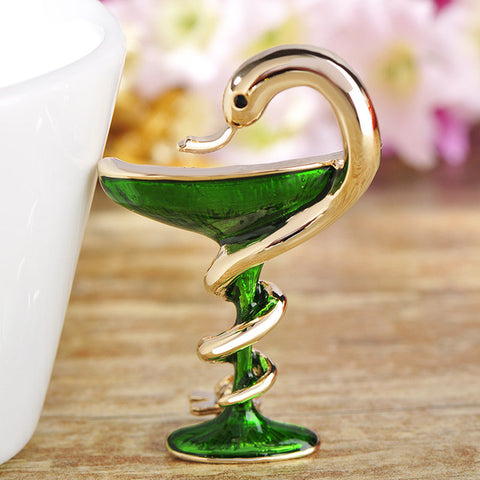 Snake & Cup Enamel Brooch - Glam Up Accessories