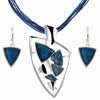 Image of Geometric Leather Rope Pendant Necklace & Earrings Set - Glam Up Accessories