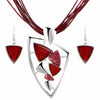 Image of Geometric Leather Rope Pendant Necklace & Earrings Set - Glam Up Accessories