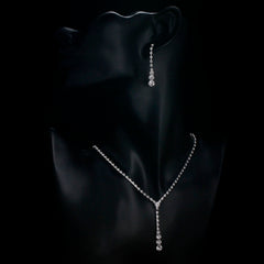 Silver Plated Drop Crystal Necklace & Earrings Set