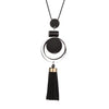 Image of Long Wood Bead Tassel Pendant Necklace - Glam Up Accessories