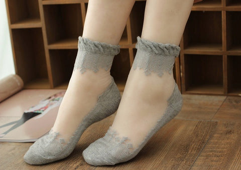 Soft Sheer Lace Ruffle Ankle Socks - Glam Up Accessories