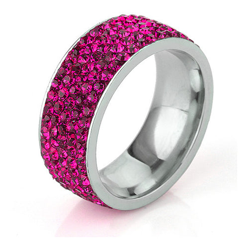 Crystal Lined Stainless Steel Ring - Glam Up Accessories