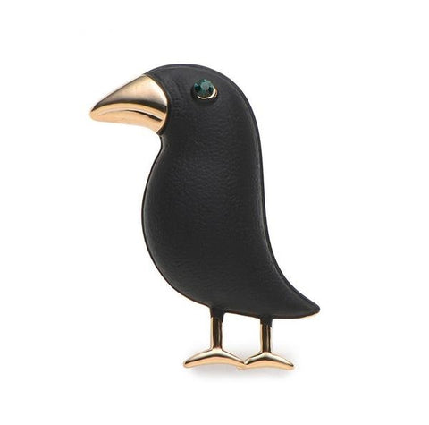 Enamel Crow Brooch - Glam Up Accessories