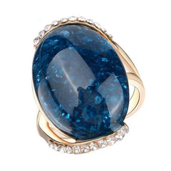 Trendy Rose Gold Ring with Long Elliptic Gemstone - Glam Up Accessories