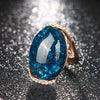 Image of Trendy Rose Gold Ring with Long Elliptic Gemstone - Glam Up Accessories