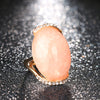 Image of Trendy Rose Gold Ring with Long Elliptic Gemstone - Glam Up Accessories