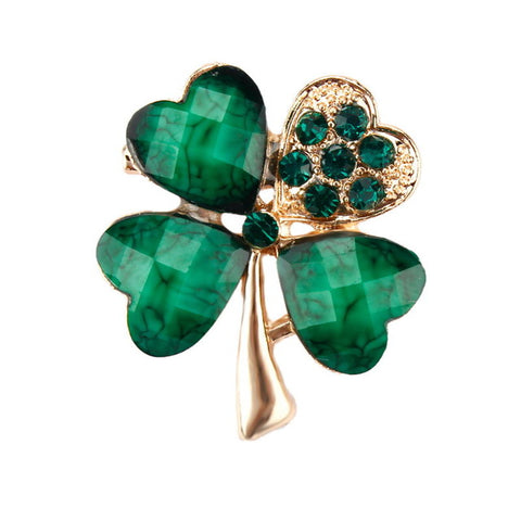 Lucky Four Leaf Clover Brooch - Glam Up Accessories