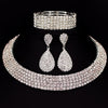 Image of Classic Rhinestone Crystal Choker Earrings and Bracelet Set - Glam Up Accessories