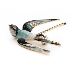 Enamel Swallow Brooch - Glam Up Accessories
