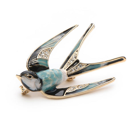 Enamel Swallow Brooch - Glam Up Accessories