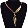 Image of Bijoux Feather Pendant Rope Leather Necklace - Glam Up Accessories