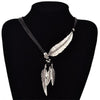 Image of Bijoux Feather Pendant Rope Leather Necklace - Glam Up Accessories