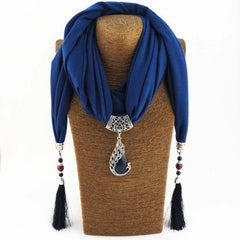 Bohemian Pendant Scarf Necklace with Tassles