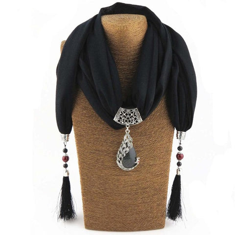 Bohemian Pendant Scarf Necklace with Tassles - Glam Up Accessories