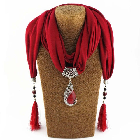 Bohemian Pendant Scarf Necklace with Tassles - Glam Up Accessories