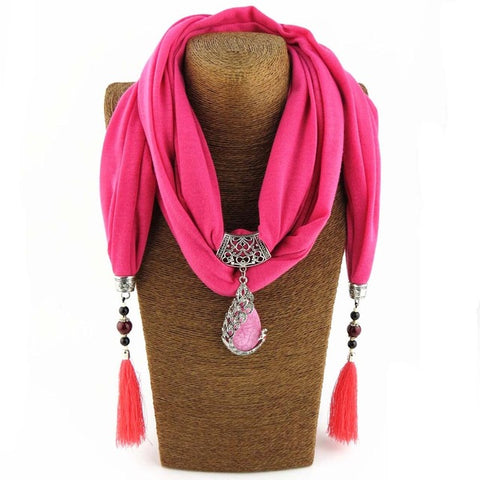 Bohemian Pendant Scarf Necklace with Tassles - Glam Up Accessories