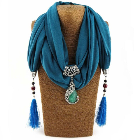 Bohemian Pendant Scarf Necklace with Tassles - Glam Up Accessories