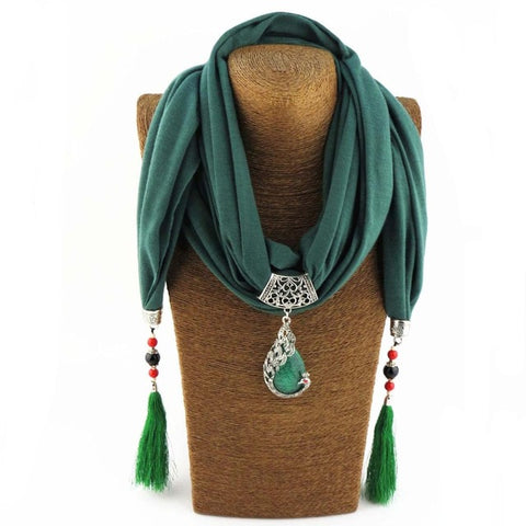 Bohemian Pendant Scarf Necklace with Tassles - Glam Up Accessories