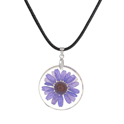 Handmade Encased Dried Flower Necklace - Glam Up Accessories