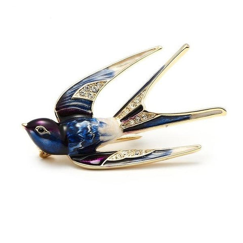 Enamel Swallow Brooch - Glam Up Accessories