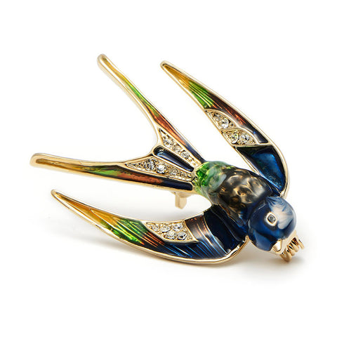 Enamel Swallow Brooch - Glam Up Accessories