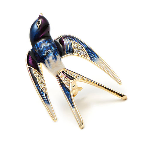 Enamel Swallow Brooch - Glam Up Accessories